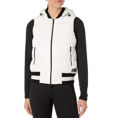 Calvin Klein Women's Performance Quilted Hooded Vest White Size Large