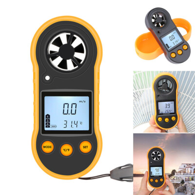 Digitales Anemometer Luftstrommesser LCD Windgeschwindigkeitsmesser Handthermometer