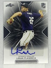 2021 LEAF PERFECT GAME LOGAN PLASENCIA BLACK PAPER AUTO # 6/50