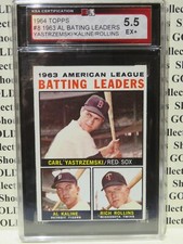 1964 Topps AL Battings Leaders Card #8, YASTRZEMSKI, KALINE, ROLLINS,  KSA 5.5