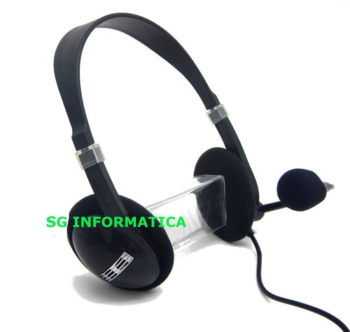 CUFFIE CUFFIA PC MICROFONO CONTROLLO VOLUME SKYPE CHAT SMART WORKING LAVORO  CASA | eBay