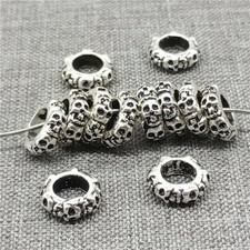 2 Sterling Silver 6-sided Skull Beads for European Bracelet