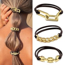 Hair Ties No Damage, Elastic Bracelet Hair tie for Thick Hair - Gold Ponytail...
