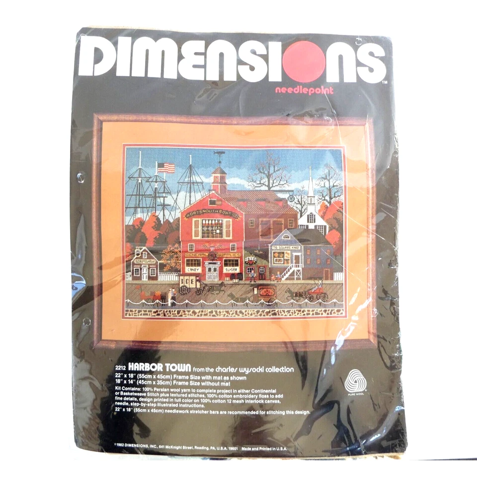 Charles Wysocki Harbor Town Needlepoint Kit 2212 Dimensions Americana 1982 VTG - Image 2 of 4