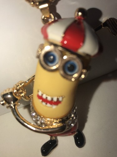 Betsey Johnson Necklace Cartoo GOLF RED Yellow Legs Move DESPICABLE ME - Picture 4 of 12