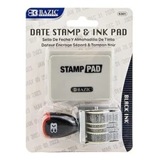 Date Stamp with free (Black ink pad), (2033 Years of Dates, Nickel-Plated Steel.
