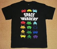 Space Invaders Colorful Aliens Shirt Large Licensed