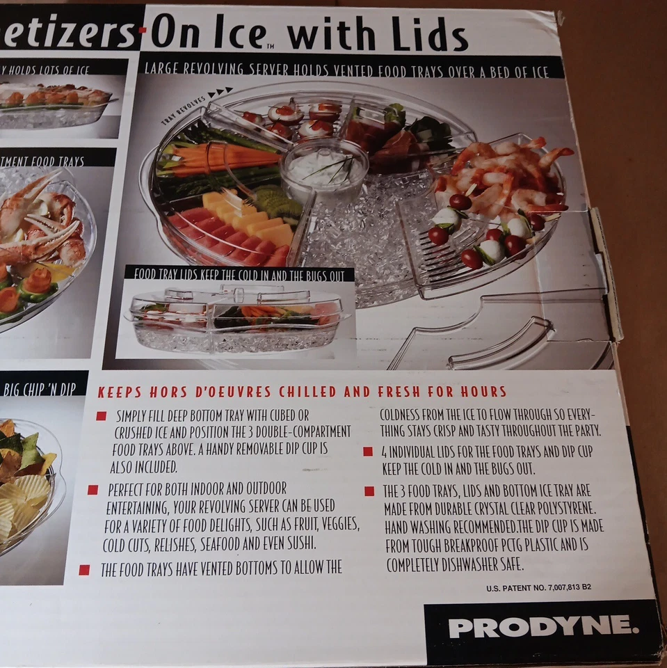 Prodyne AB-5 Crystal Clear Acrylic Appetizers On Ice Revolving Tray 16-1/2x5 in. - Image 3 of 4