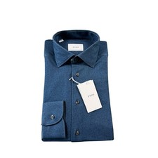 ETON Current Indigo Blue Cotton Stretch Men s Button Front 15.5/39 NWT