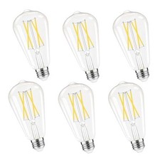Dimmable Edison Bulbs, 4000K 6W Equivalent to 60 watt E26 6 Pack Daylight White