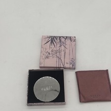 GUCCI BAMBOO Chrome Silver Plated Compact Mirror Brand New 
