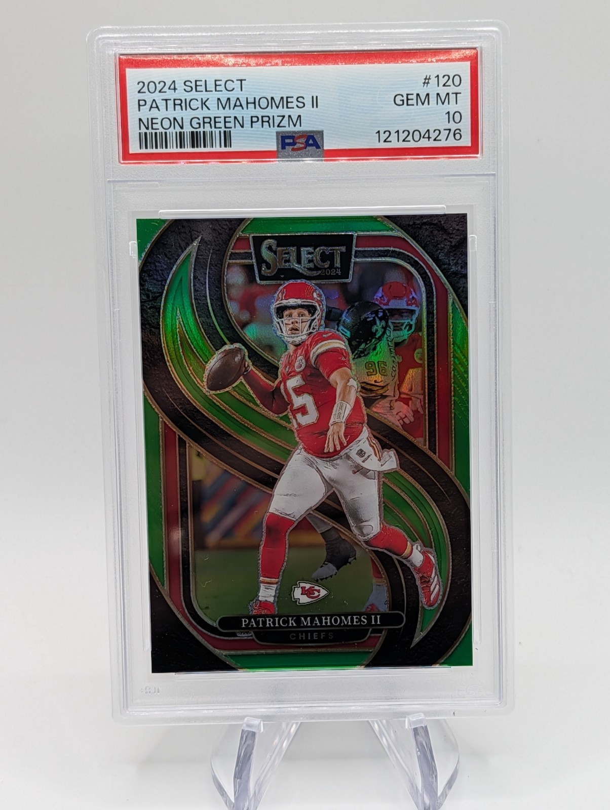2024 Panini Select Patrick Mahomes Premier Level Neon Green /49 PSA 10 LOW POP