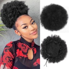 Afro Puff Drawstring Ponytail, Short 8 Inch Pack of 1 , 1B Natural Black