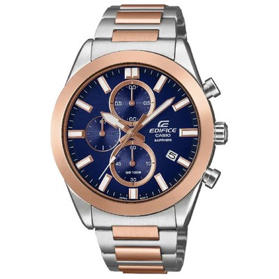 Casio Edifice EFB-710SG-2A Chronograph Blue Dial 41mm New Full Set Men's Watch