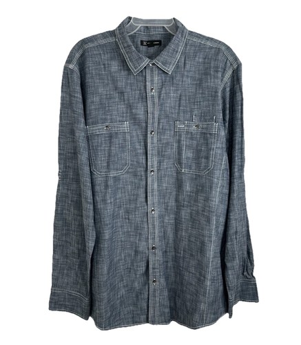 INC International Concepts Men's Chambray XL Blue Casual Cotton Button-Up Shirt