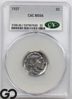 1937 Buffalo Nickel CAC MS 66 ** Blast White High Grade Piece!