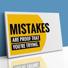 Mistakes are Proof You're Trying Motivation Canvas Framed Print Picture Wall Art