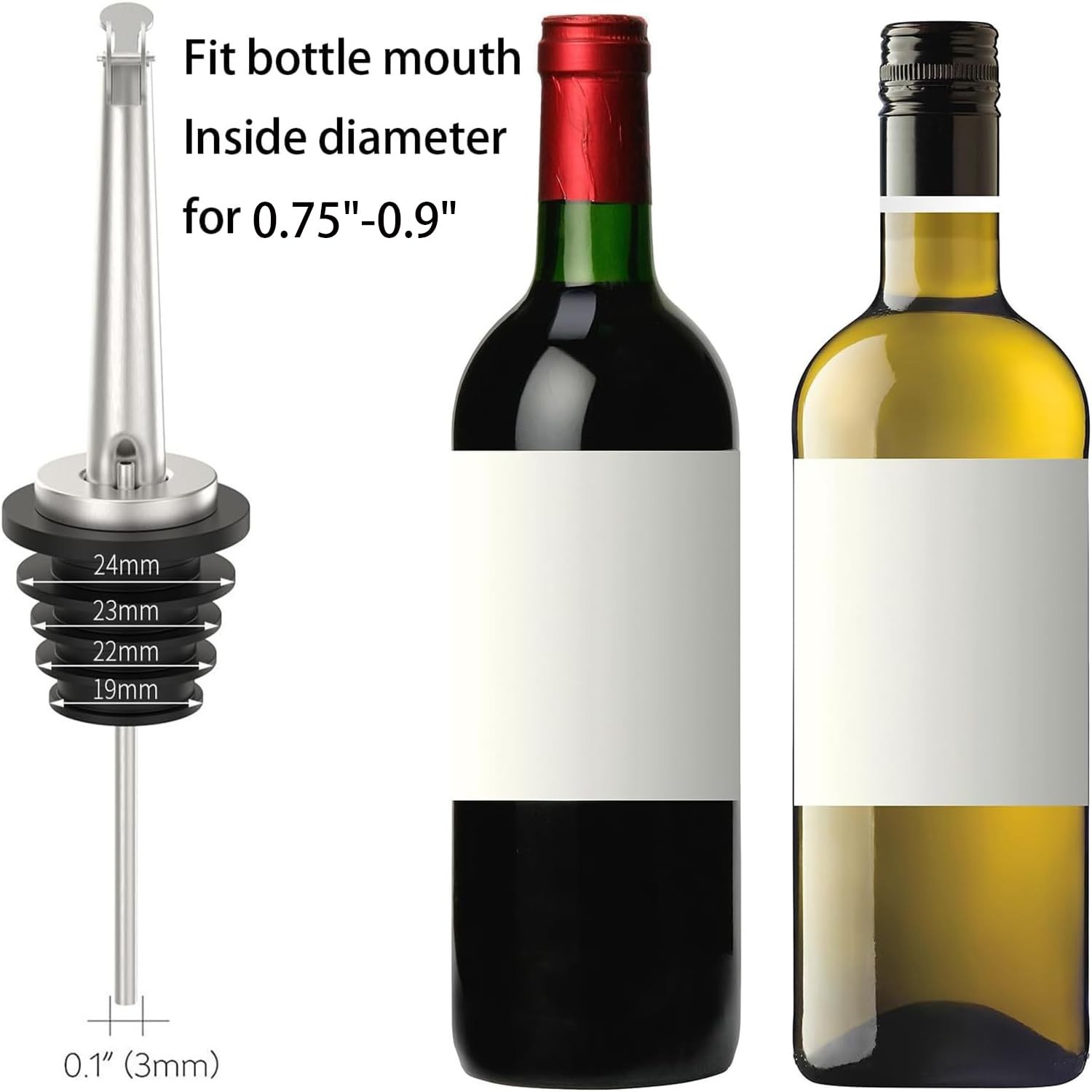 2 Pcs Stainless Steel Oil Spout Liquor Bottle Pourer Spouts with Flip Top