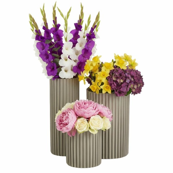 Howhomely Vase Blumenvase 3Er Set Dekovase Pflanzenvase Beige Aus Kunststoff-image