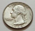 1964 D Washington Quarter • 90% Silver • Circulated • Sharp W good high pts  X55