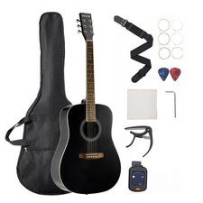 41 in Dreadnought Acoustic Guitar Beginner Bundle with Gig Bag for Adult Black