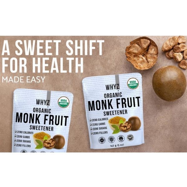 WHYZ Organic Monk Fruit Extract 5 oz USDA Organic Keto & Paleo Friendly 454 Uses