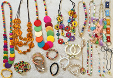 Vintage New Orange Tribal BOHO Necklace Glass Bracelet Bead Lot 61