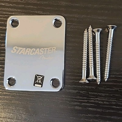 Original Starcaster Fender Stratocaster Neck Plate Strat Guitar Parts Chrome 