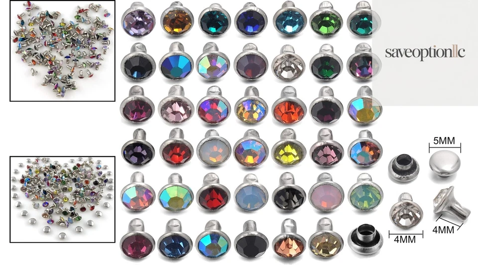 100 rebites de cristal coloridos mistos 4MM CZ em bolsa com zíper conveniente para excelência faça você mesmo - Imagem 2 de 4