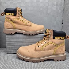 Cat Caterpillar Boots Men's UK 8 Waterproof Wheat Light Brown Yellow Nubuck