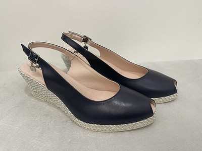 Jose Saenz Yamilla Damen-Espadrille-Sandalen mit Fersenriemen marineblau   UVP 100 £