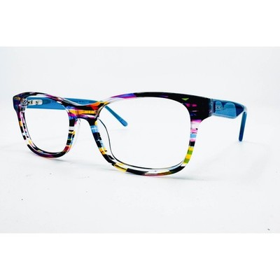 BCBGeneration Eyeglasses Womens Blue Stripe Multi Color Square Frames 50-16-135