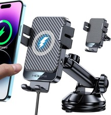 Wireless Car Charger, 15W Fast Charging Auto-Clamping Car Mount Universal Han...