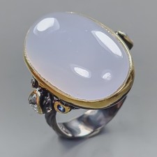 Jewelry ring 36 ct Natural Chalcedony Ring 925 Sterling Silver Size 8 /R437197