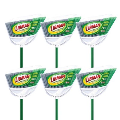 205 Large Precision Angle Broom Steel Handle 13'' Wide Green & White Pack of 6)