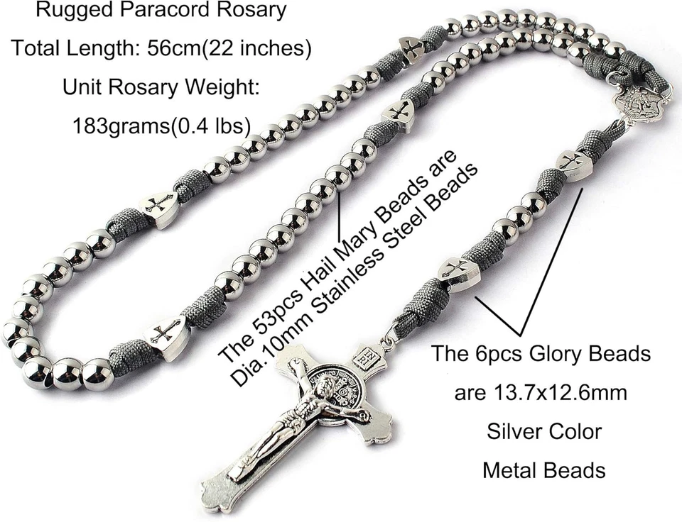 Hanlincc большой и тяжелый из нержавеющей стали бисер прочный прочный паракорд четки Ne - Изображение 2 из 4