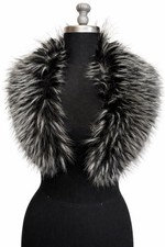 Black  Gray Faux Fur Collar Stole Shawl One Size Open Front