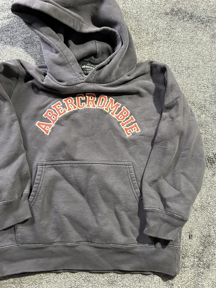 Abercrombie Hoodie Youth XS Gray Pullover Sweatshirt Applique Logo Fleece - Image 2 of 4