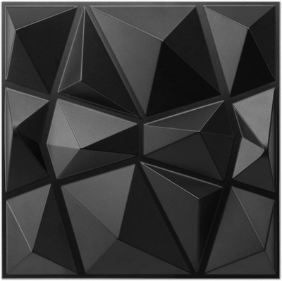 Decorative 3D Wall Panels in Diamond Design, 12''X12'' Matt Black for Home and Off