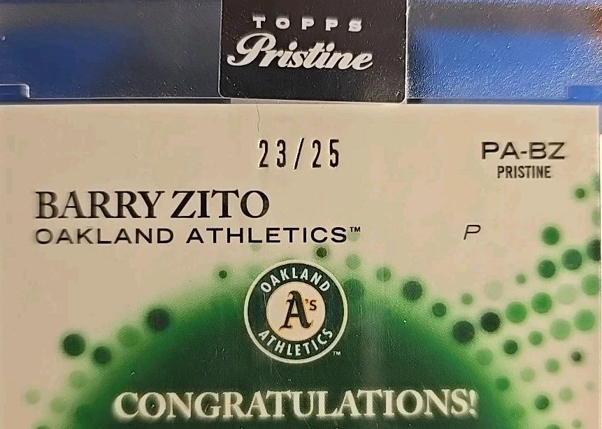 2022 Topps Pristine - Pristine Autographs Barry Zito PA-BZ Orange Pulsar /25 A's - Image 3 of 3