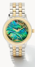 Kendra Scott Alex Two Tone Stainless Steel 35mm Watch in Abalone NEW