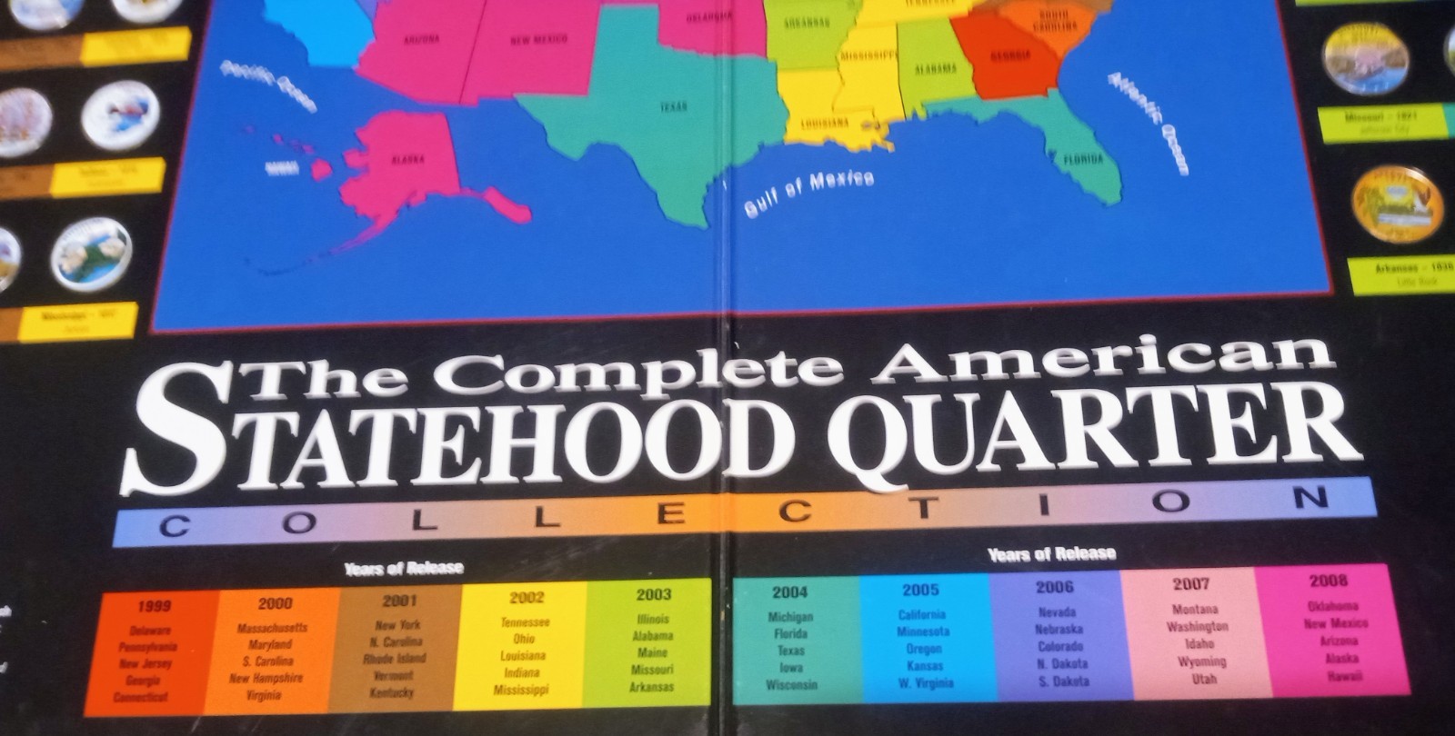 50 State Quarters W/Territories colorized, Set of 56 /album w/Booklet on states