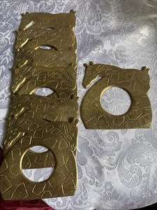 Set Of 8 Vintage Flat Brass Giraffe Napkin Rings Safari Wildlife Africa