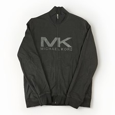 Michael Kors Black Zip Jacket Size Large - MK Logo - Zip Up - Mock Turtleneck