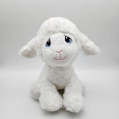 Aurora Precious Moments White Lamb Sheep Plush Stuffed Toy 11'' Sewn Eyes Beanie