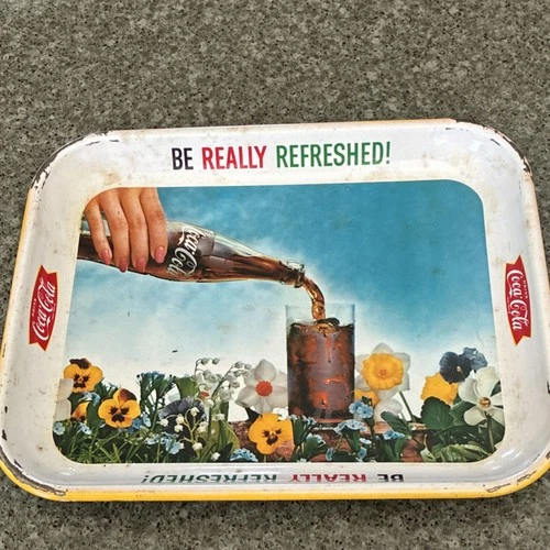 Coca-Cola Metal Advertising Tray 'Be Really Refreshed' Vintage Multicolor 1960s