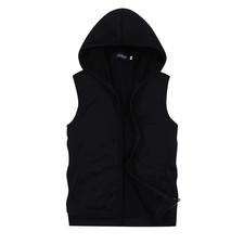 Men  s Sleeveless Hoodie Vest Zip Up   Casual Lightweight Sports Gym Jacket