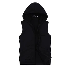 Men’s Sleeveless Hoodie Vest Zip Up – Casual Lightweight Sports Gym Jacket