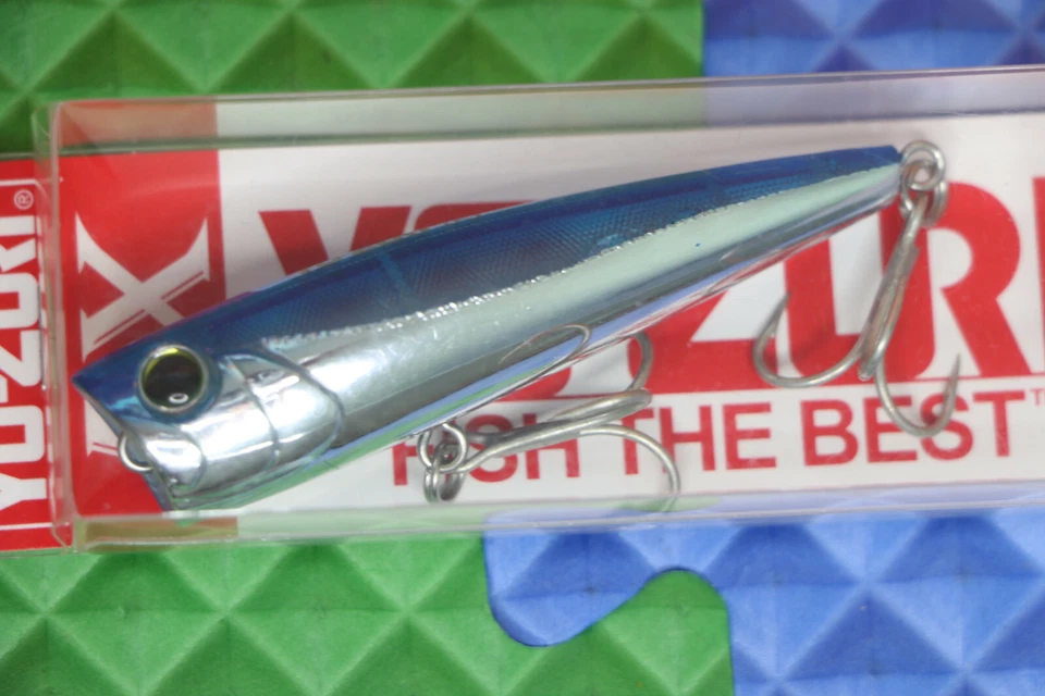 Señuelo de pesca flotante de 3"" YO-ZURI Popper 75F SW azul plateado superior Foto 2 de 4