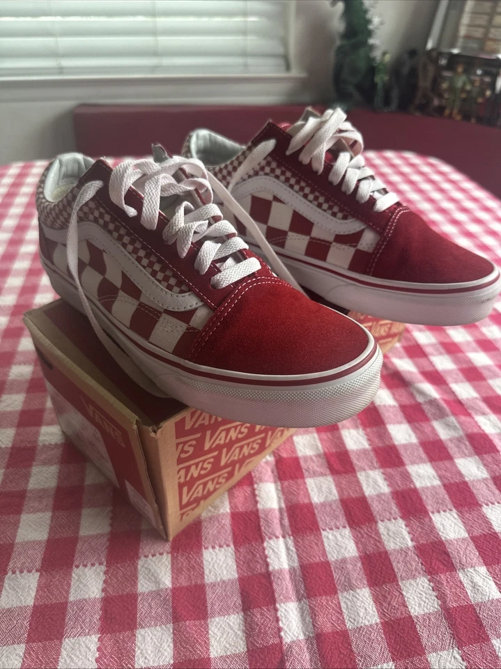 VANS OFF THE WALL Red & White Checkered Shoes - Skate Sneakers - Women's 8.5 - Image 4 of 4